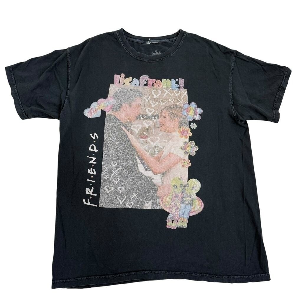 Vintage Lisa Frank x Friends TV Show T Shirt Unisex Large Black Graphic Tee